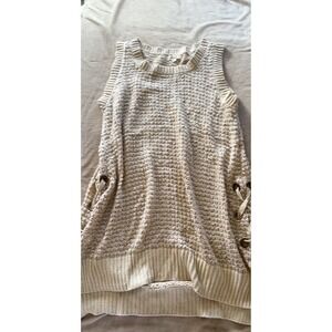 Easel Los Angeles Cream Knit Lace Up Side Sleeveless Sweater Tunic Top M